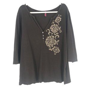 Gitano Brown 3/4 Sleeve Blouse
